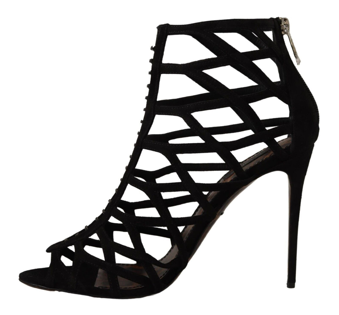 Dolce & Gabbana Black Suede Bette Cage Stiletto Heels