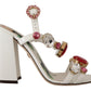 Dolce & Gabbana White Leather Crystal Keira Heels Sandals Shoes