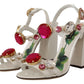 Dolce & Gabbana White Leather Crystal Keira Heels Sandals Shoes