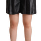 Dolce & Gabbana Black Leather High Waist Bermuda Above Knee Shorts