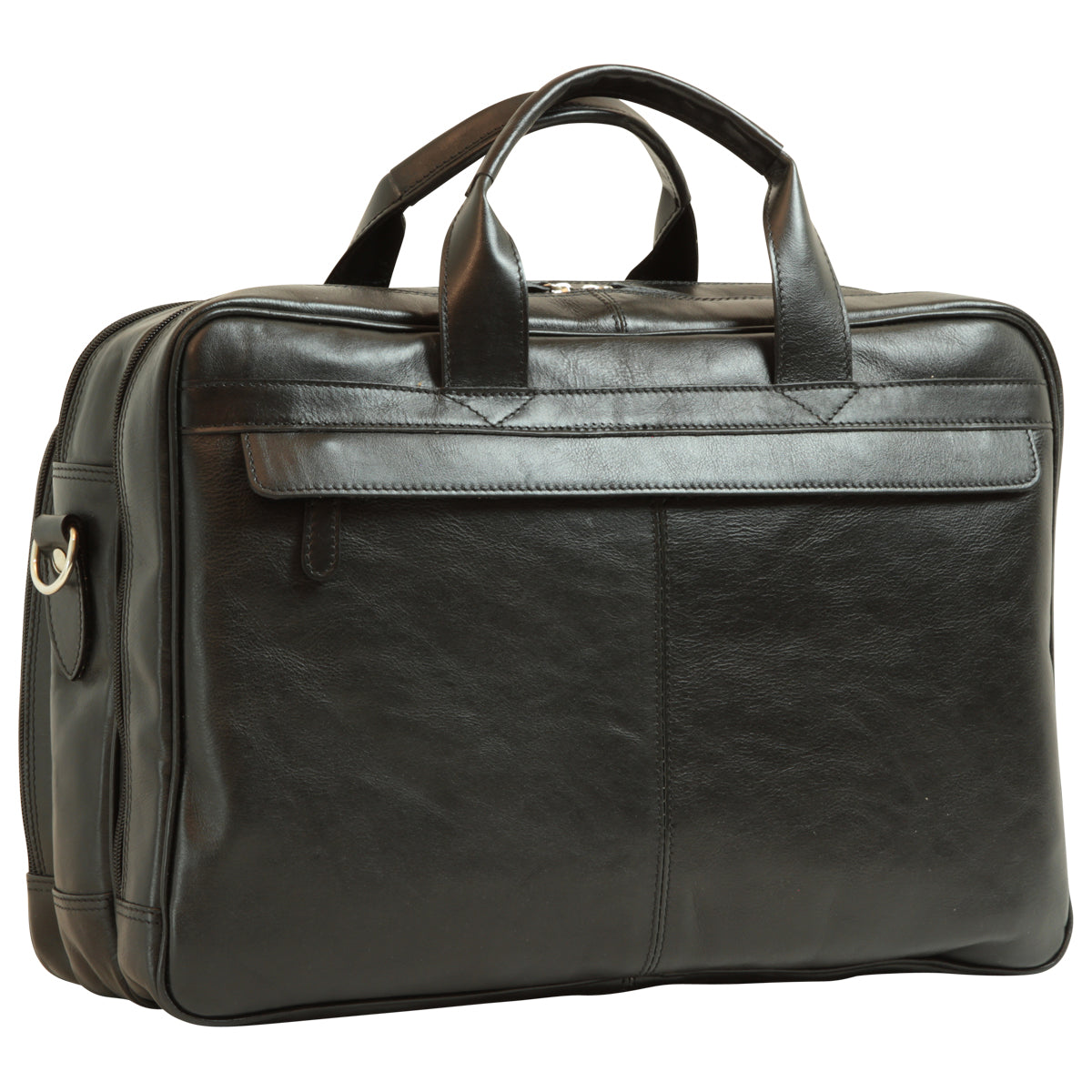 Old Angler Black Exclusiva Leather Laptop Briefcase