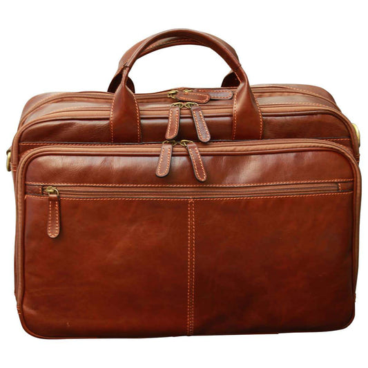 Old Angler Brown Exclusiva Leather Laptop Briefcase