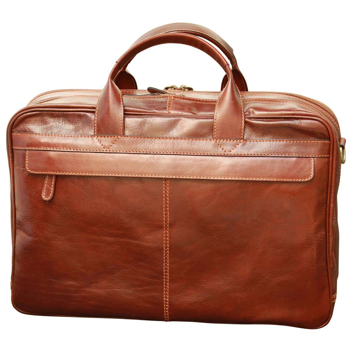 Old Angler Brown Exclusiva Leather Laptop Briefcase