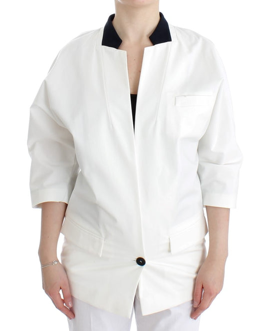 Andrea Pompilio White Cotton Blend Oversized Blazer Jacket