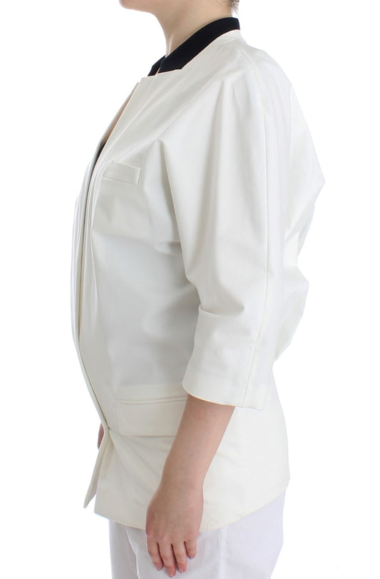 Andrea Pompilio White Cotton Blend Oversized Blazer Jacket