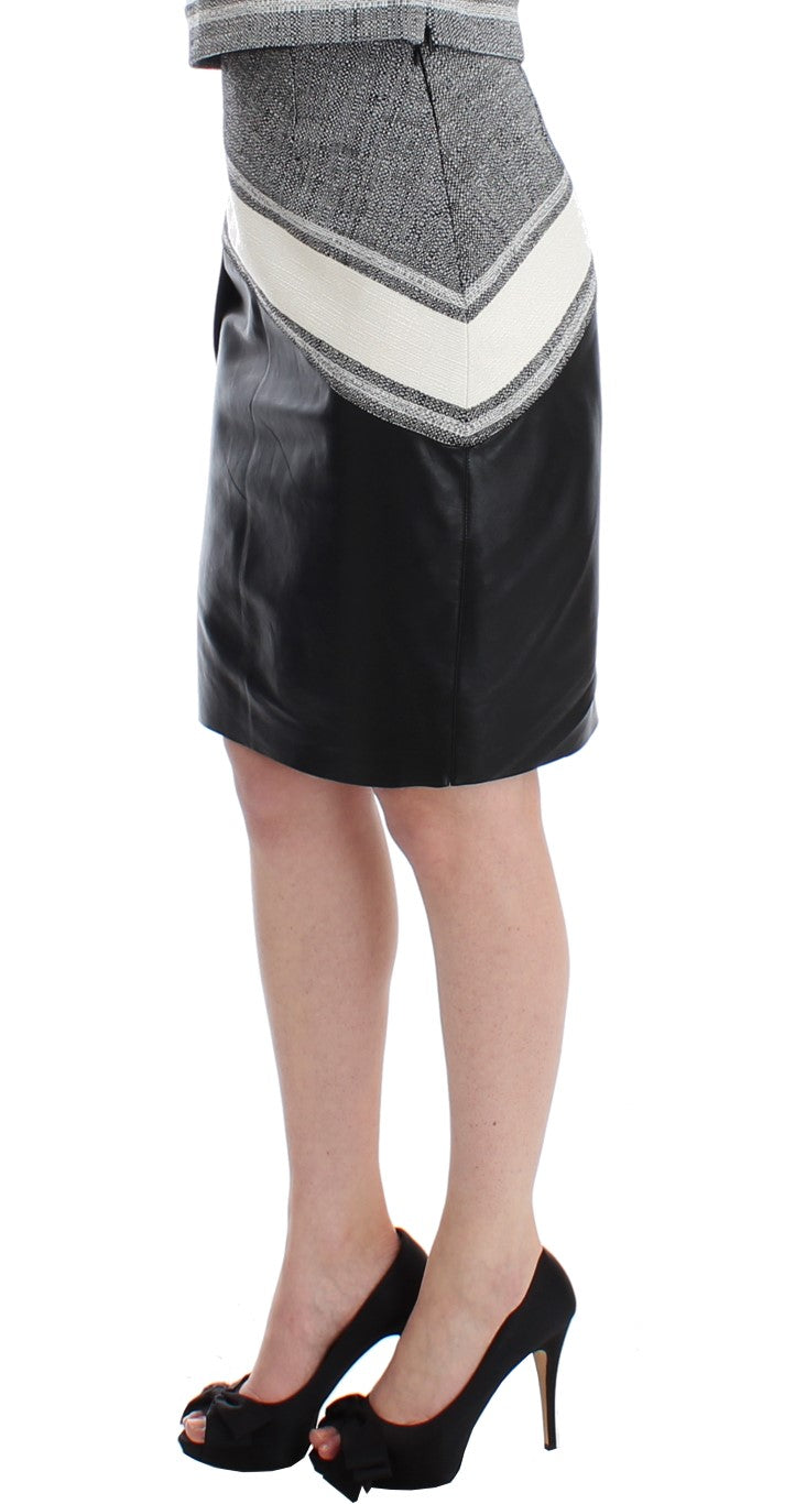 Sachin & Babi Gray Black White Leather Pencil Liza Skirt