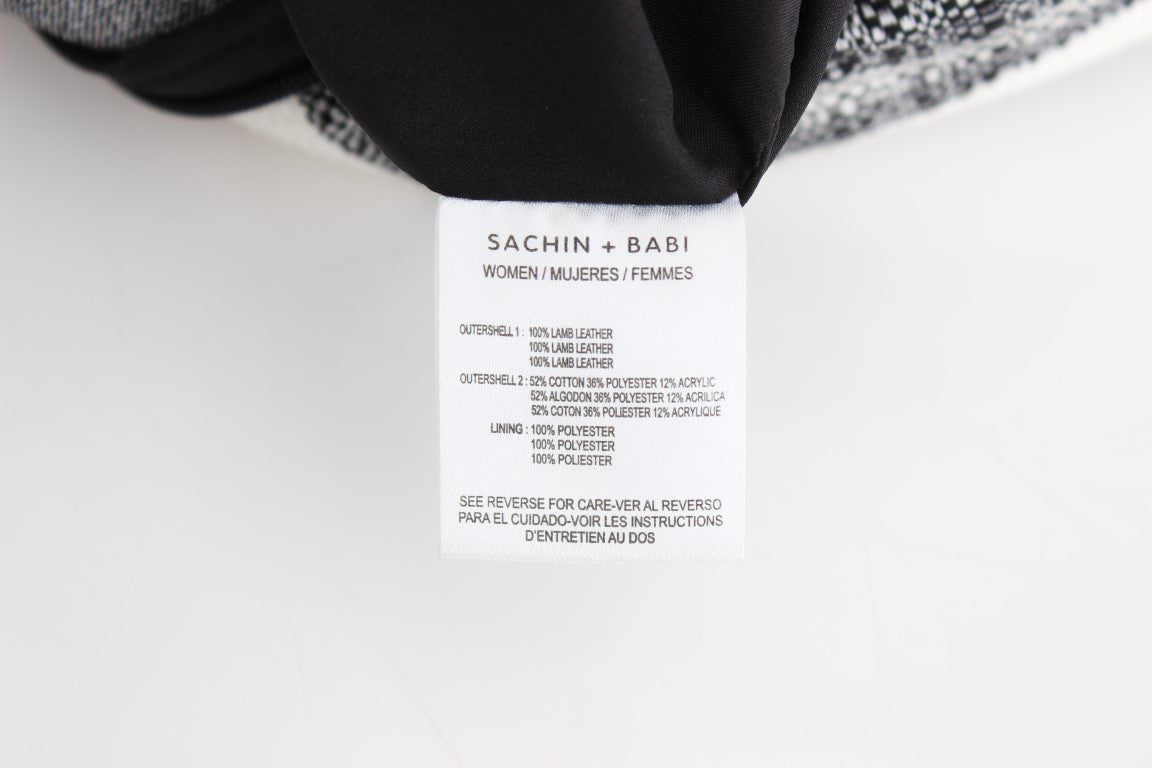 Sachin & Babi Gray Black White Leather Pencil Liza Skirt