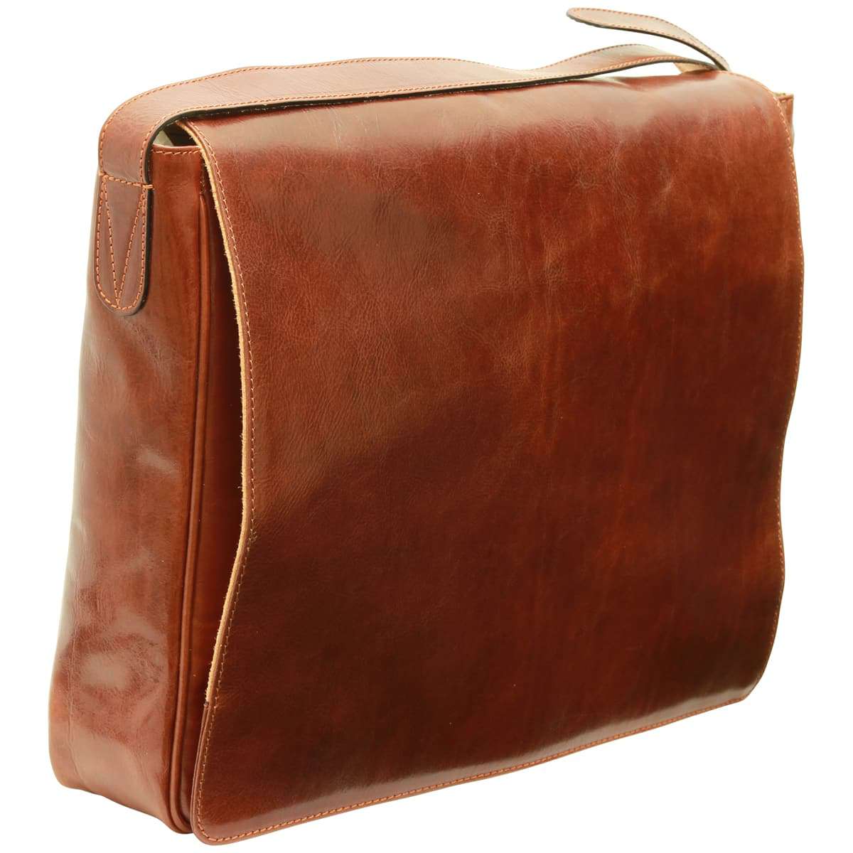 Old Angler Large Brown Cowhide Leather Messenger Bag