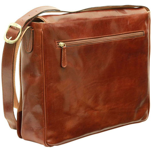Old Angler Large Brown Cowhide Leather Messenger Bag