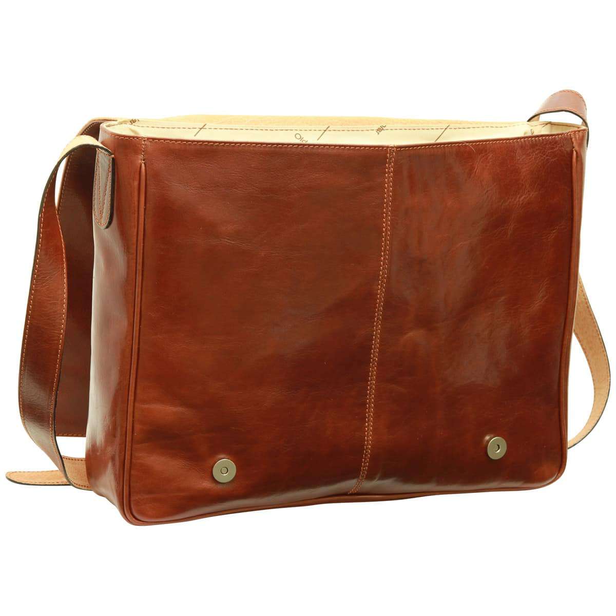 Old Angler Large Brown Cowhide Leather Messenger Bag