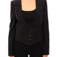 Dolce & Gabbana Black Silk Scarf Back Blazer Jacket