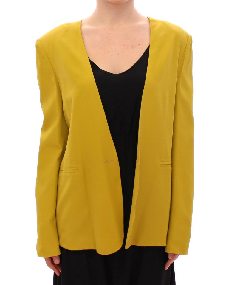 Lamberto Petri Mustard Yellow Silk Blazer Jacket