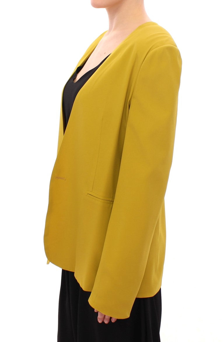 Lamberto Petri Mustard Yellow Silk Blazer Jacket