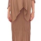 Lamberto Petri Brown Draped Silk Sheath Shift Coctail Dress