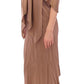 Lamberto Petri Brown Draped Silk Sheath Shift Coctail Dress