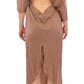 Lamberto Petri Brown Draped Silk Sheath Shift Coctail Dress