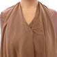 Lamberto Petri Brown Draped Silk Sheath Shift Coctail Dress