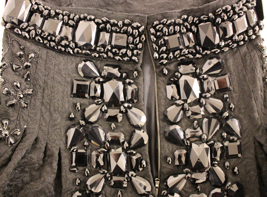 Dolce & Gabbana Black Crystal Handmade Skirt