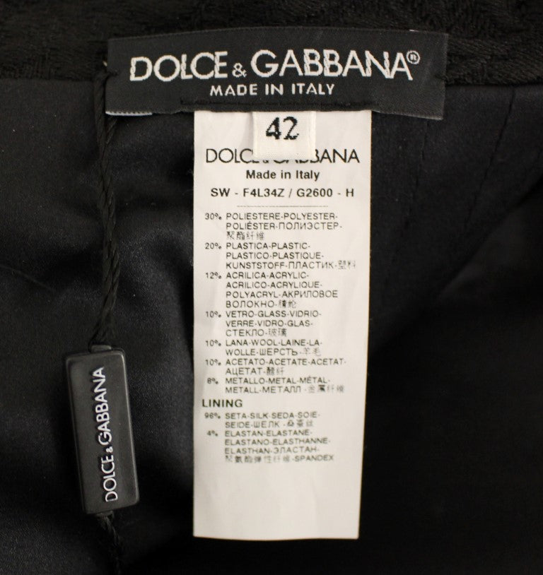 Dolce & Gabbana Black Crystal Handmade Skirt