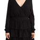 Liu Jo Black Long Sleeves V-neck Mini A-line Dress