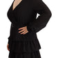 Liu Jo Black Long Sleeves V-neck Mini A-line Dress