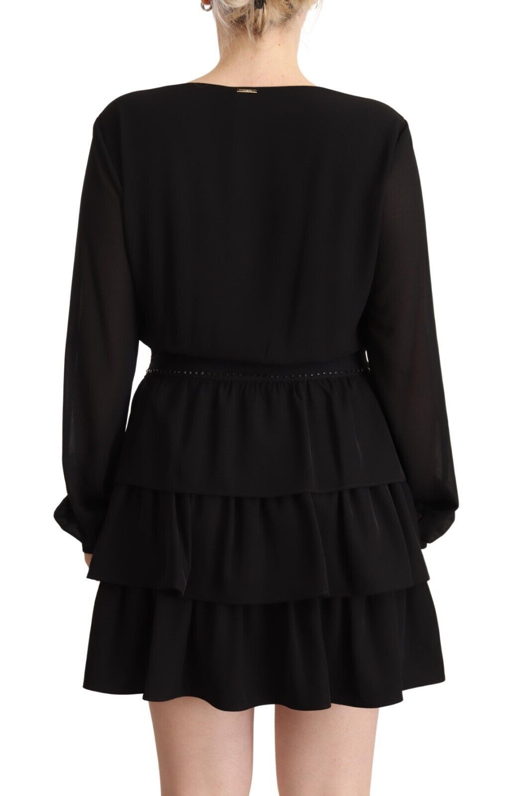 Liu Jo Black Long Sleeves V-neck Mini A-line Dress