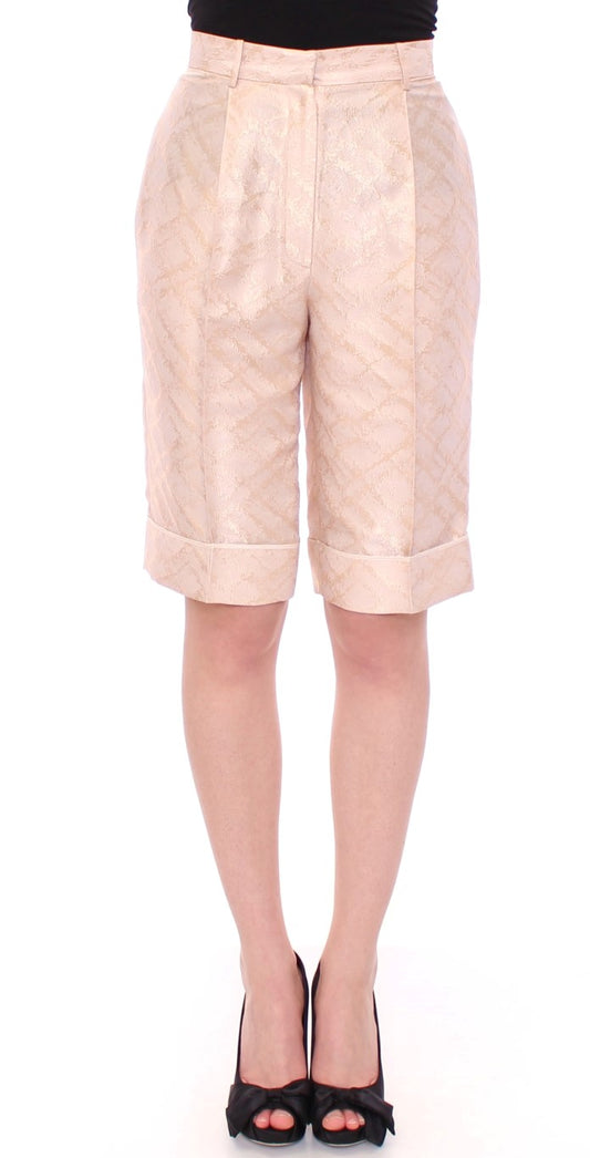 Zeyneptosum Beige Brocade Above Knee Shorts