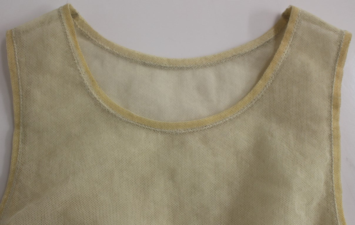 Dolce & Gabbana Beige Sleeveless Cotton Top Tank Blouse