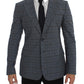 Dolce & Gabbana Blue Checkered Slim Fit Blazer Jacket