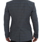 Dolce & Gabbana Blue Checkered Slim Fit Blazer Jacket