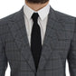 Dolce & Gabbana Blue Checkered Slim Fit Blazer Jacket