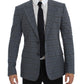 Dolce & Gabbana Blue Checkered Slim Fit Blazer Jacket