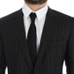 Dolce & Gabbana Gray Striped Slim Fit Wool Blazer