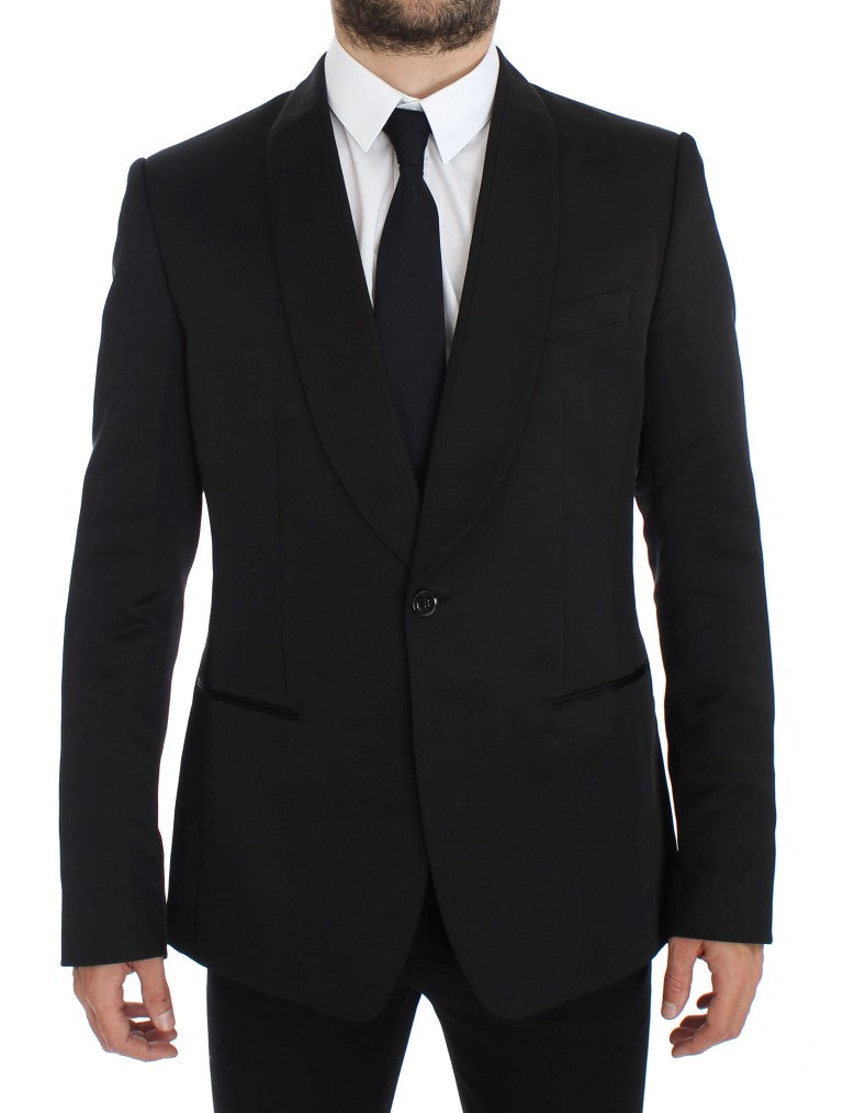 Dolce & Gabbana Black Silk Slim One Button Blazer