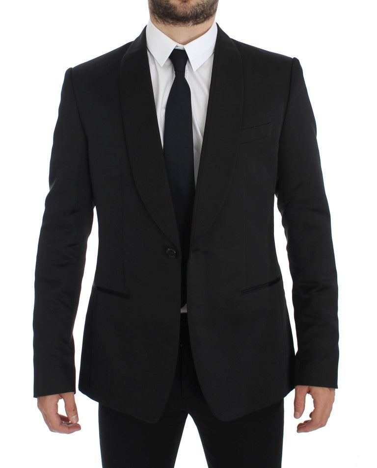 Dolce & Gabbana Black Silk Slim One Button Blazer