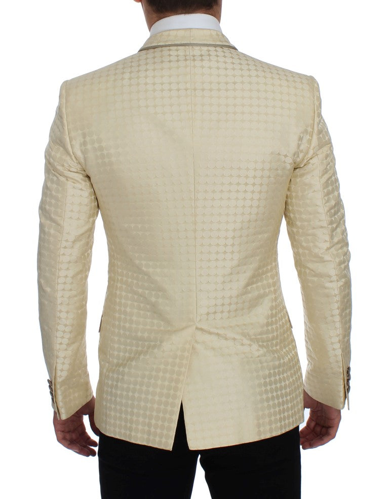 Dolce & Gabbana Beige Polka Dot Silk 2 Piece Blazer