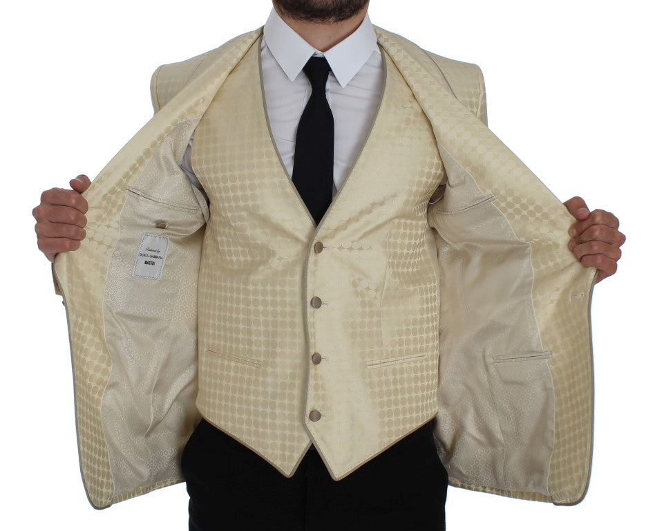 Dolce & Gabbana Beige Polka Dot Silk 2 Piece Blazer