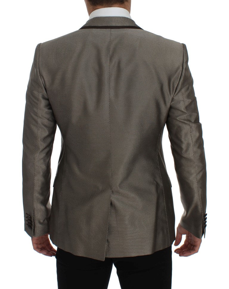 Dolce & Gabbana Brown Slim Fit Silk Two Button Blazer