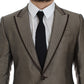 Dolce & Gabbana Brown Slim Fit Silk Two Button Blazer