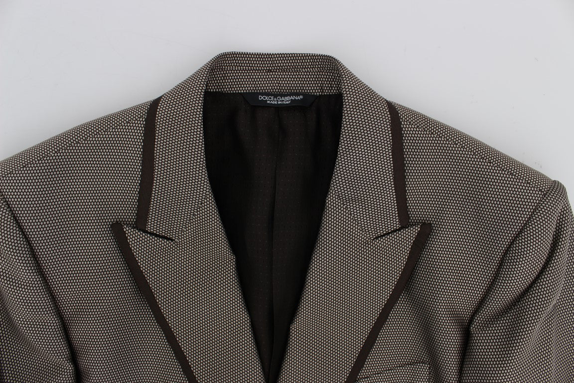 Dolce & Gabbana Brown Slim Fit Silk Two Button Blazer