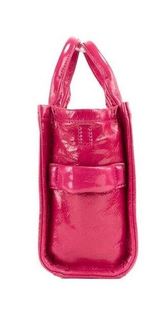 Marc Jacobs The Shiny Crinkle Mini Tote Magenta Pink Leather Crossbody Handbag