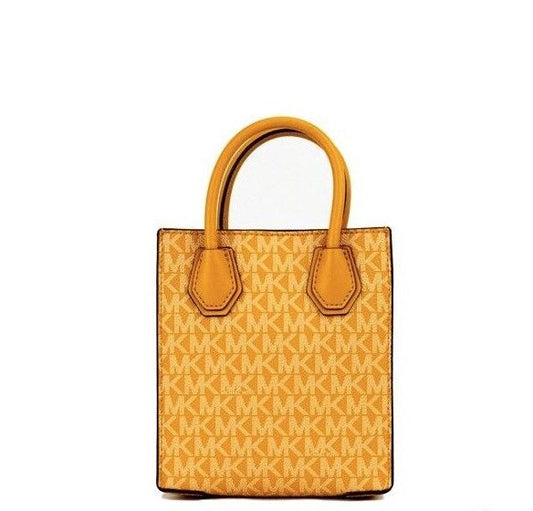 Michael Kors Mercer XS Honeycomb Gold Signature PVC North South Shopper Crossbody Bag