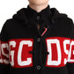 GCDS Black Cashmere Hooded Button Down Logo Cardigan Jacket