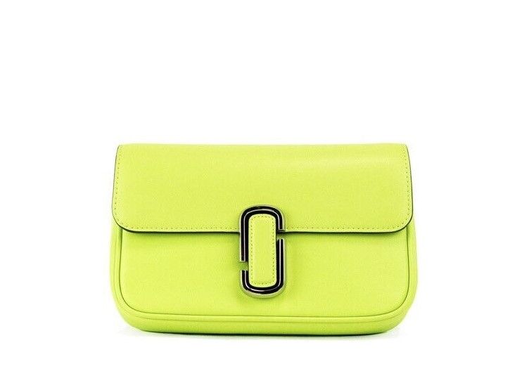 Marc Jacobs The J Marc Green Glow Yellow Leather Shoulder Crossbody Handbag