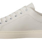 Dolce & Gabbana White Blue Leather Low Top Sneakers Shoes