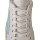 Dolce & Gabbana White Blue Leather Low Top Sneakers Shoes