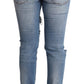 Dolce & Gabbana Blue Distressed Cotton Denim Skinny Jeans