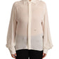 Dsquared² Off White Silk Long Sleeves Collared Blouse