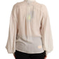 Dsquared² Off White Silk Long Sleeves Collared Blouse