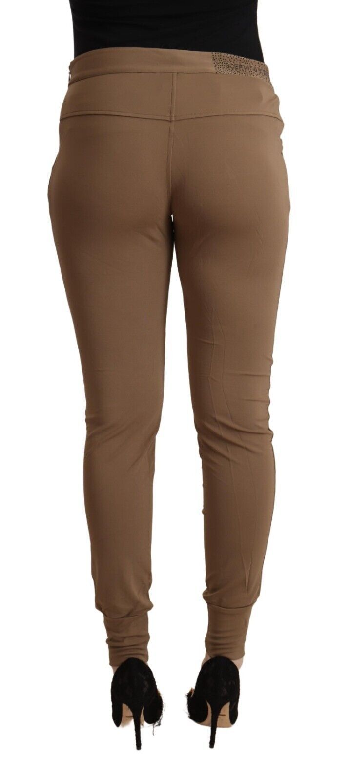 Scervino Street Brown Viscose Mid Waist Slim Tapered Pants